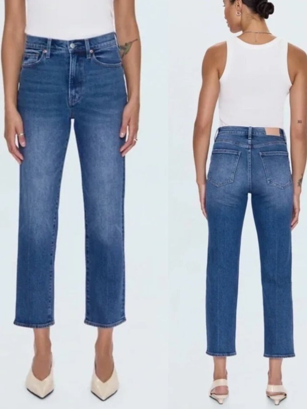 Pistola Charlie High Rise Straight Leg Jeans No Stretch Medium Wash Blue Size 28